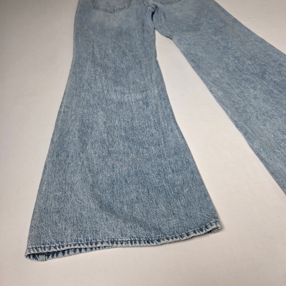 SO Slouchy Flare Jeans Women 5/27W Light Wash Distressed Mid Rise Wide Leg Denim - Picture 10 of 11